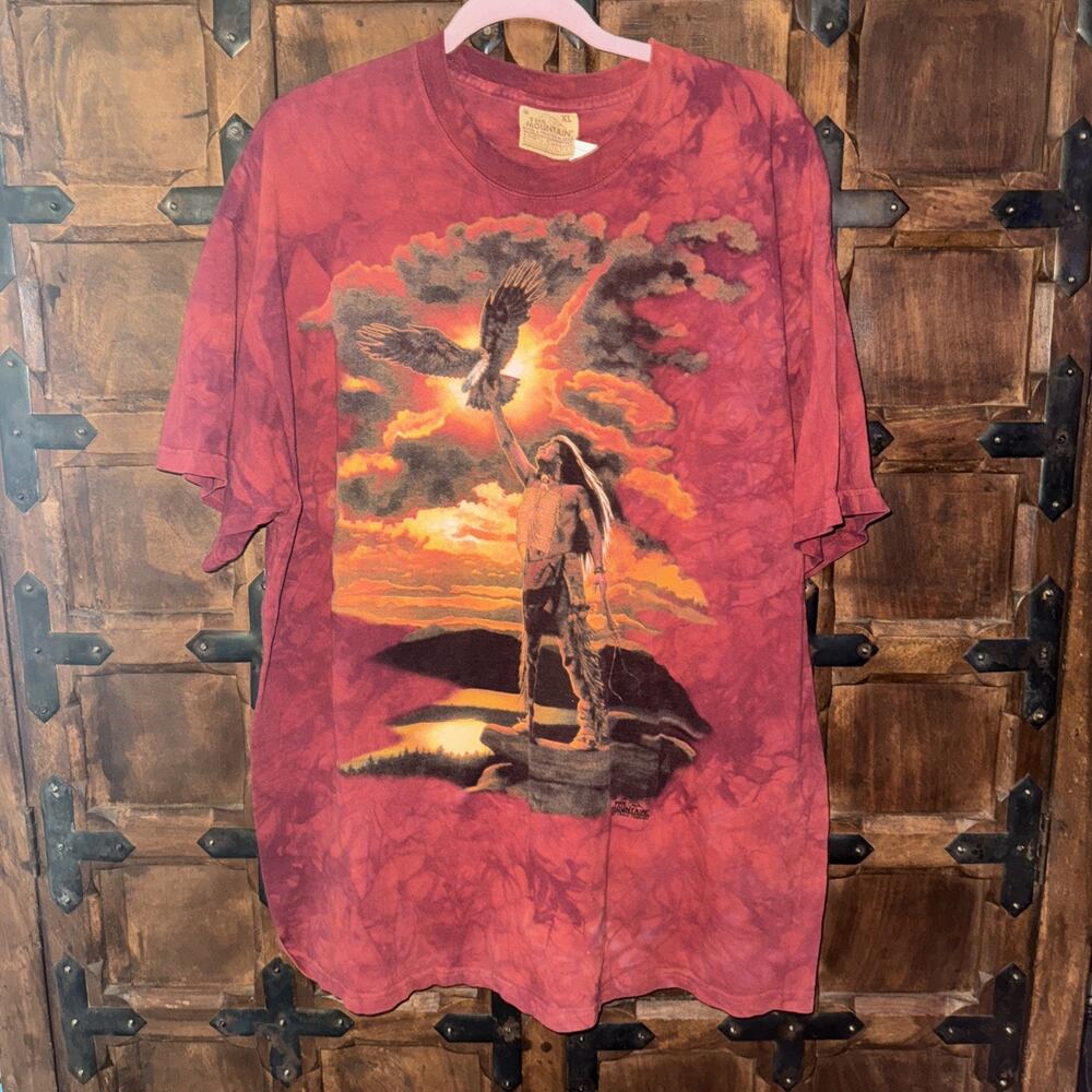The Mountain Red Tie Dyed Xl Tee Native American With Eagle